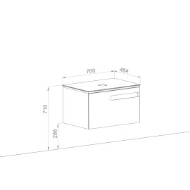 Меблі Остiн білий мат зі стільницею 70 см та умивальником Zero 46