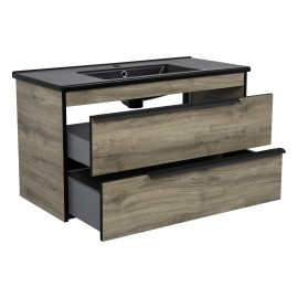 Тумба Loft-Iron (севілья) 100 см з умивальником "Arte BLACK" (консольна)