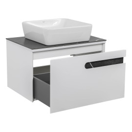 Тумба Остiн білий мат зі стільницею 70 см та умивальником ONE 46*46 см квадрат