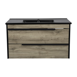 Тумба Loft-Iron (севілья) 100 см з умивальником "Arte BLACK" (консольна)