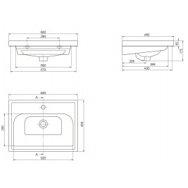 Меблі Вінтаж (білий глянець) 60 см з умивальником Frame (консольні)