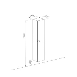 Пенал "OSTIN" правий (білий мат, декор сірий мрамор, консольний)