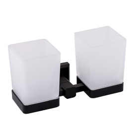 Склянка для зубних щіток подвійнаЛеонардо, чорна матова 9928А