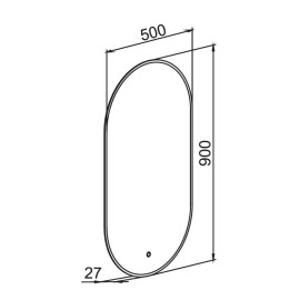 Дзеркало Solar 50x90 см UNI sensor з підсвіткою овальне