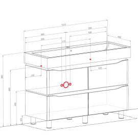 Меблі Венеція 120 см з умивальником Пінто консольна