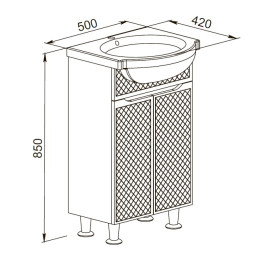 Тумба "Родорс" 50 см з умивальником "Нова"